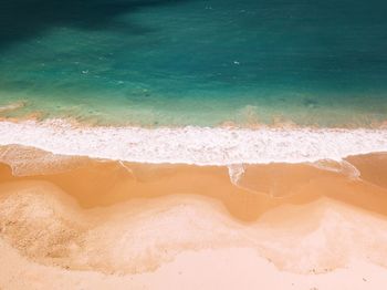 High angle view of sand on beach