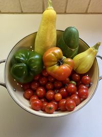 High angle view of tomatoes in plate