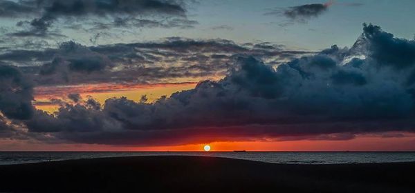 Scenic view of sea against cloudy sky