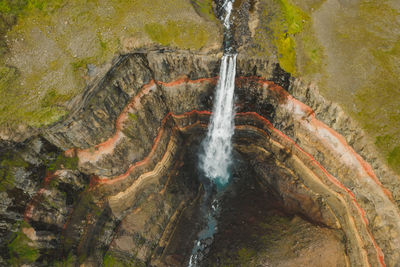 High angle view of waterfall