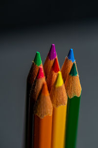 Close-up of multi colored pencils