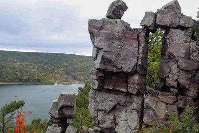 View of rock formation against sky
