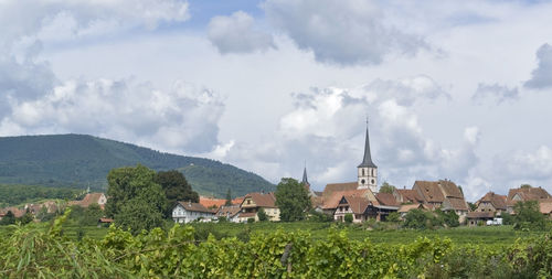 Panoramic view of buildings against sky