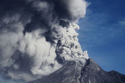 Smoke emitting from volcanic eruption, mt. merapi - indonesia