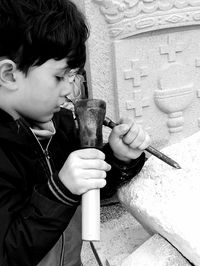Close-up of boy playing