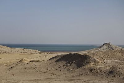 Scenic view of beach against clear sky