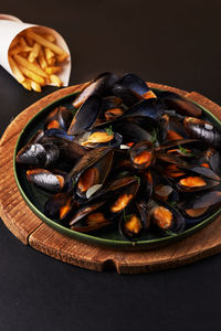 Close-up of food in plate on table