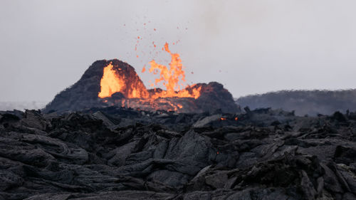 Volcanic eruption in mt fagradalsfjall, southwest iceland. the eruption began in march 2021.