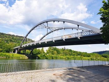 Bridge over river against sky