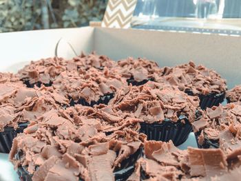 Close-up of chocolate cake for sale