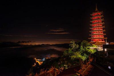 View of illuminated city at night