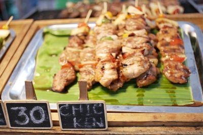 High angle view of seafood on table