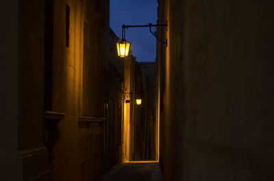 Illuminated lamp at night