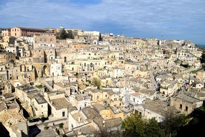 High angle view of townscape against sky