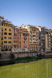 Buildings in city against clear sky