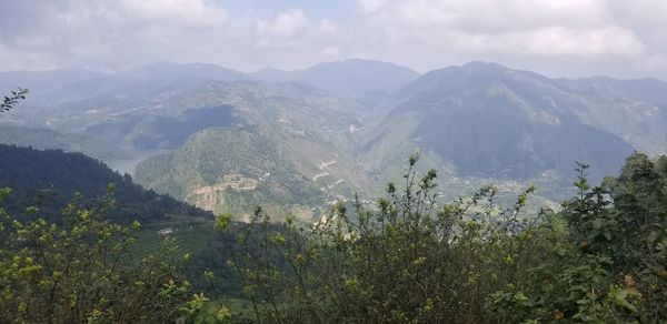 Scenic view of mountains against sky