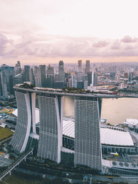 High angle view of buildings against sky in city