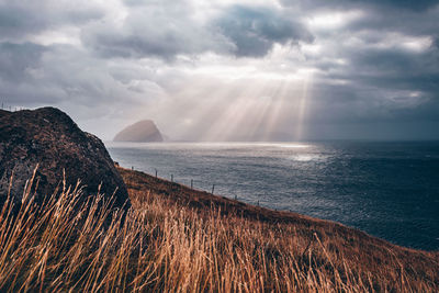 Autumn in the faroe islands. play of light and shadow.