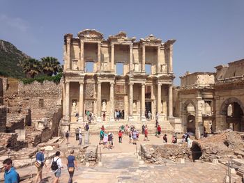 Tourists visiting celsus library