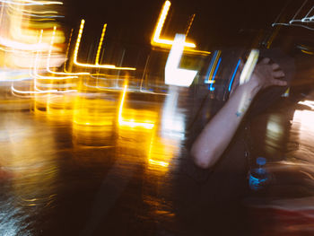 Light trails on road at night