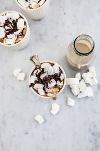 High angle view of coffee on table