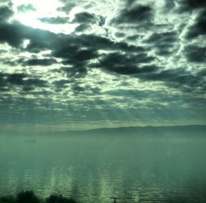 Scenic view of sea against cloudy sky