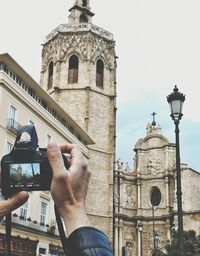 Low angle view of bell tower