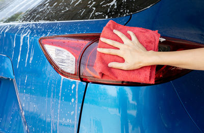 Low section of woman in car