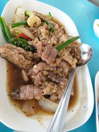 High angle view of meal served in plate