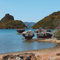 Scenic view of sea against clear sky