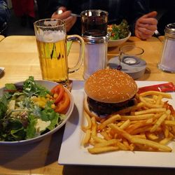 Close-up of served food in restaurant