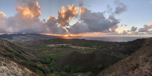 Scenic view of sea against sky during sunset