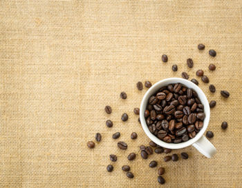 Directly above shot of coffee beans on table