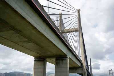 Low angle view of suspension bridge