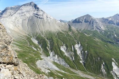 Scenic view of rocky mountains against sky