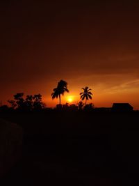 Silhouette palm trees against sky during sunset