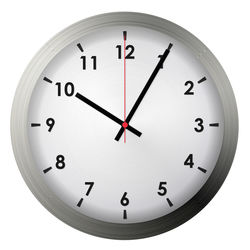 Close-up of clock over white background