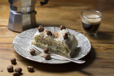 Close-up of dessert in plate on table