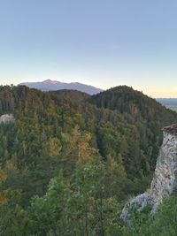 Scenic view of mountains against clear sky