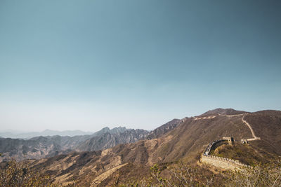 Scenic view of mountains against clear sky