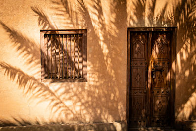 Closed door of historic building