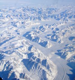 Aerial view of snowcapped mountains