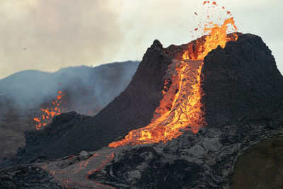 Panoramic view of volcanic mountain