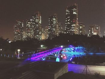 Illuminated cityscape at night