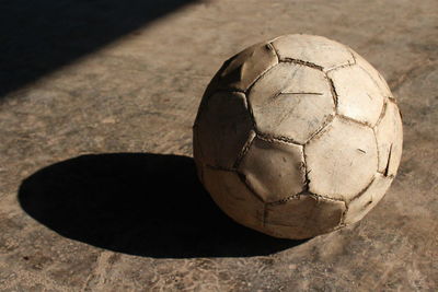 Close-up of soccer ball on table