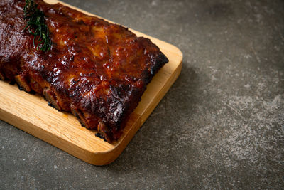 Close-up of meat on cutting board