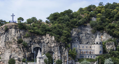 The ancient cave church inside gellert hill in the downtown of budapest, hungary,  europe.