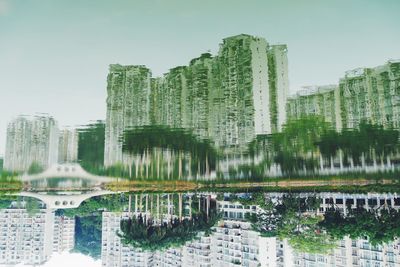 Reflection of buildings in lake