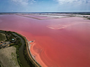 High angle view of sea against sky