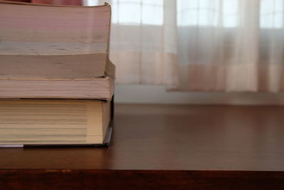 Close-up of books on table